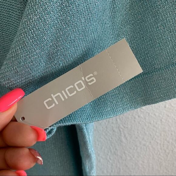 NWT Chico's Shimmer Side Rib Detail Linen Blend Pull On Sweater Top Chicos 1 - M - Picture 6 of 12